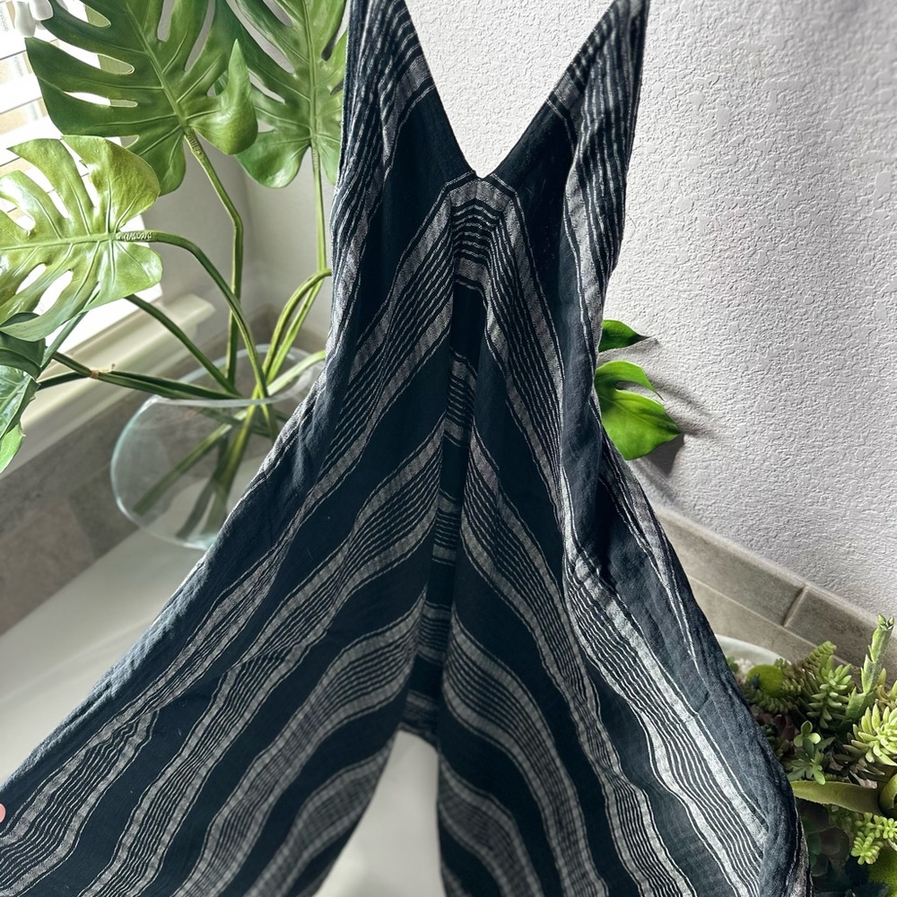 Cost Plus World Market Black and White Striped Jumpsuit *oversized Sz s/m EUC